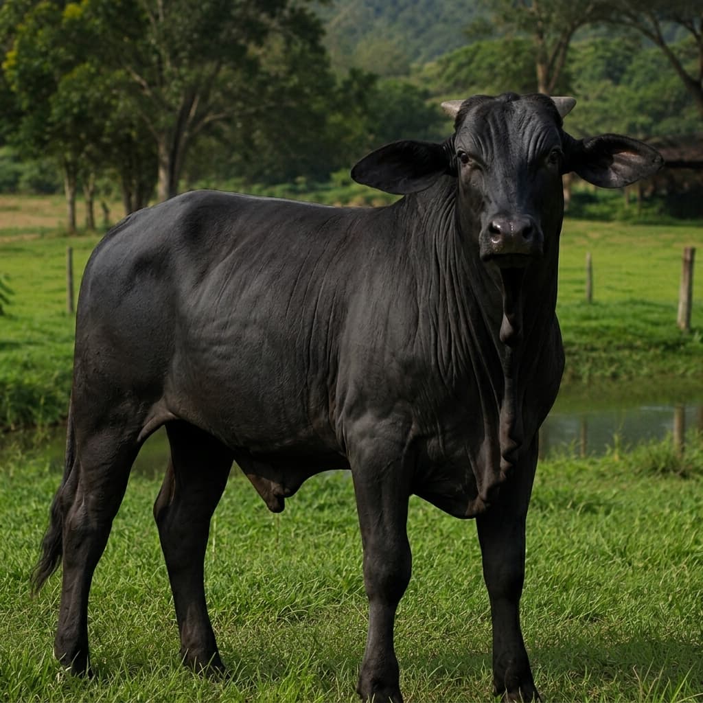 Gado saudável com pelo brilhante após tratamento com o produto